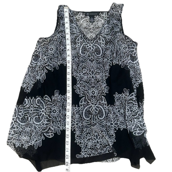 Women's INC Tank Top L Black White Sleeveless - Picture 3 of 8